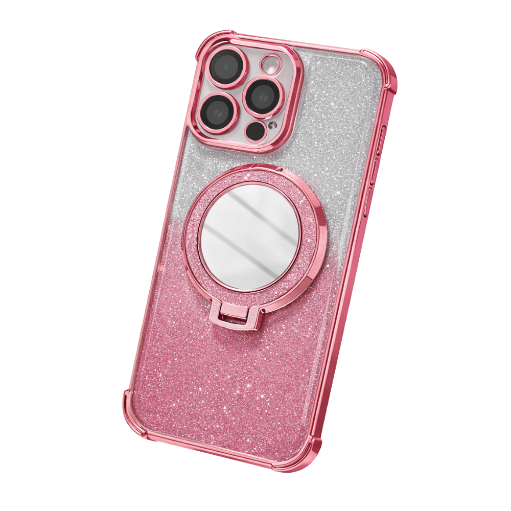 iphone 16 pro hülle glitzer pink mit spiegel und premium design